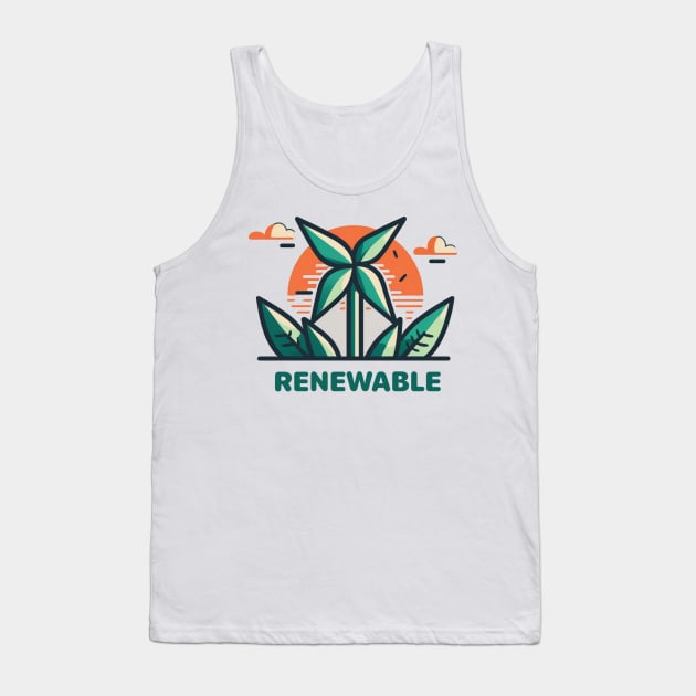 Greenbubble's Renewable Wind Turbine Design - Plant a Tree and Power Up! Tank Top by Greenbubble